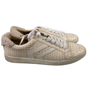 Dolce Vita Neo Plush Lace Up Sneakers Womens 9.5 Round Toe Beige Synthetic Croc